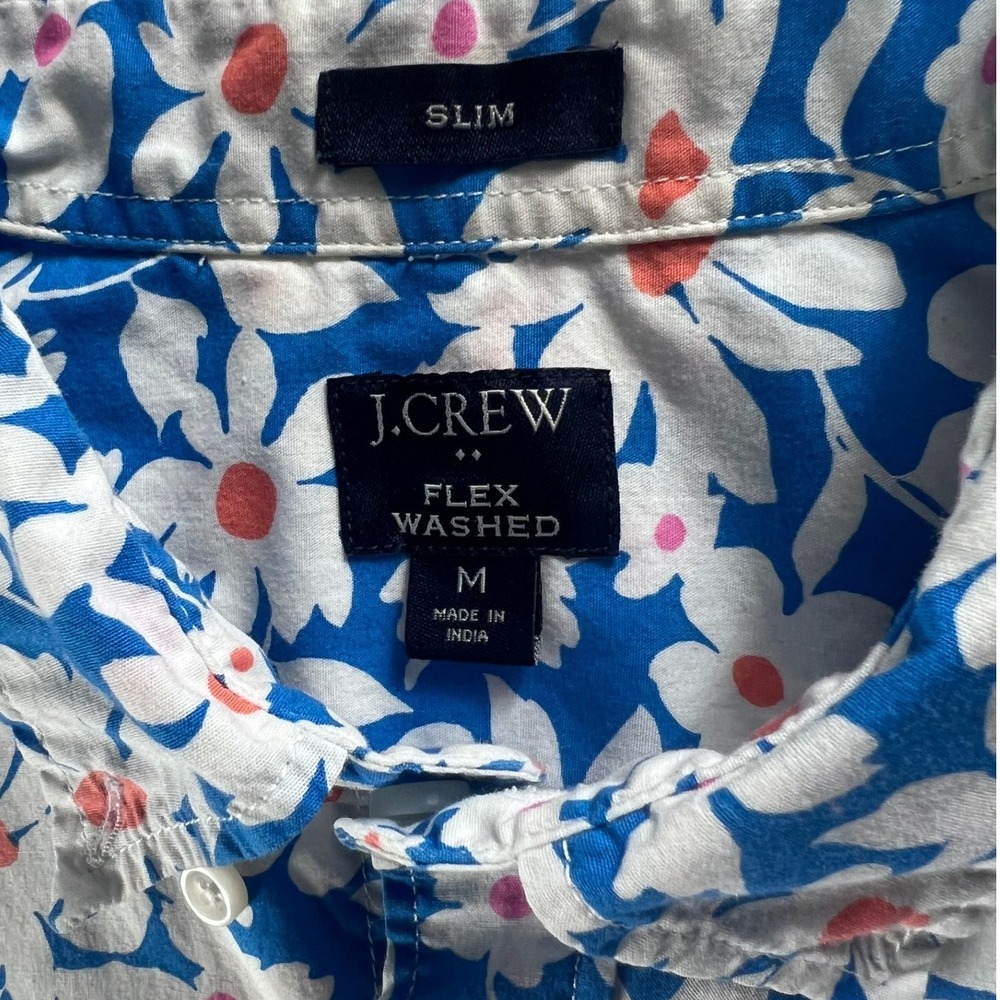 J.Crew Flex Washed Shirt Men Medium Slim Fit Short Sleeve Floral Button Down - Picture 5 of 9